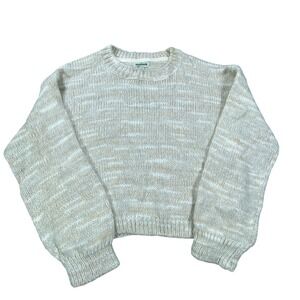 Cream‎ Cropped Knit Sweater Small Cozy Minimalist Soft Girl Cottagecore Chic Top
